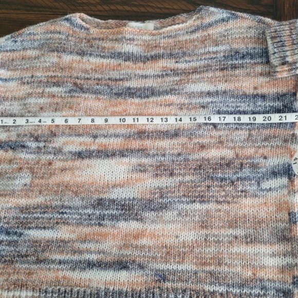 LOFT Womans Space Dye Sweater Wool Blend Cream White Blue Size L - Picture 5 of 7